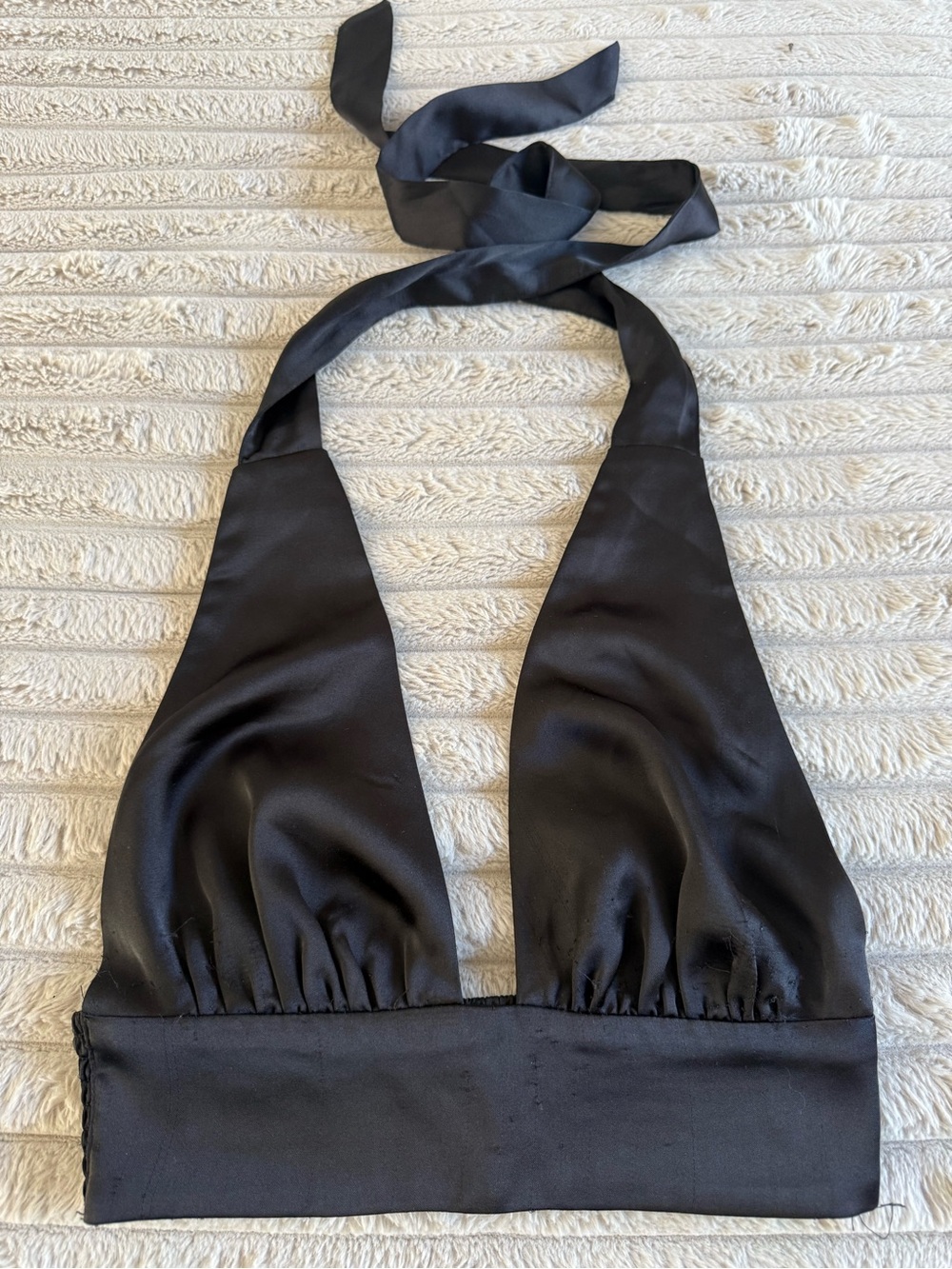 GARAGE Black Satin Halter Top
